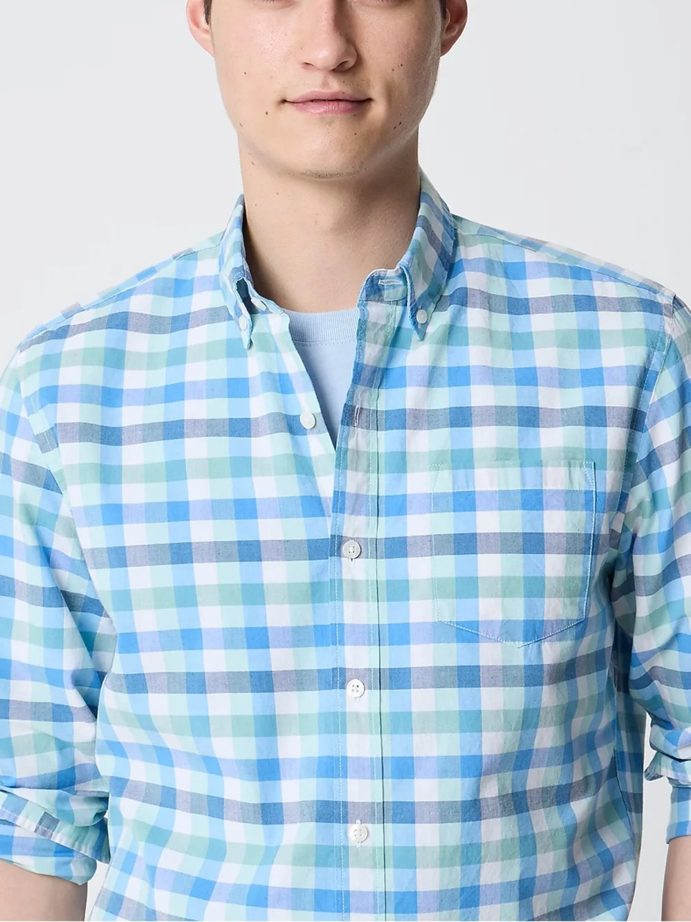 J crew blue green Classic-fit flex casual shirt